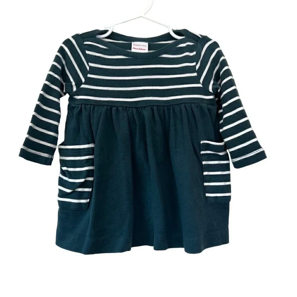 Hanna Andersson Striped Long Sleeve Dress With Pockets Size 12-18M
